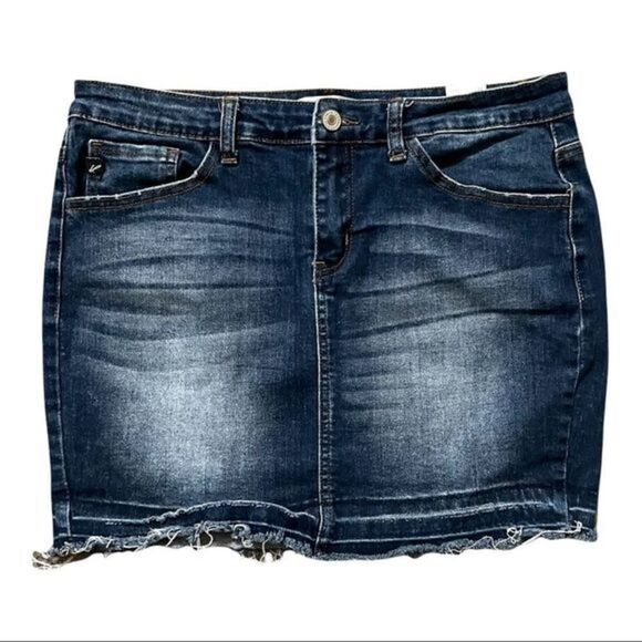 KanCan Frayed Hem Denim Skirt‎ Size 9/28 Dark wash - Picture 3 of 9